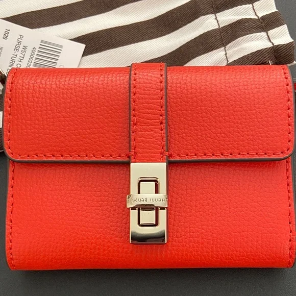 Henri Bendel Orange Leather Compact Wallet - Picture 16 of 16